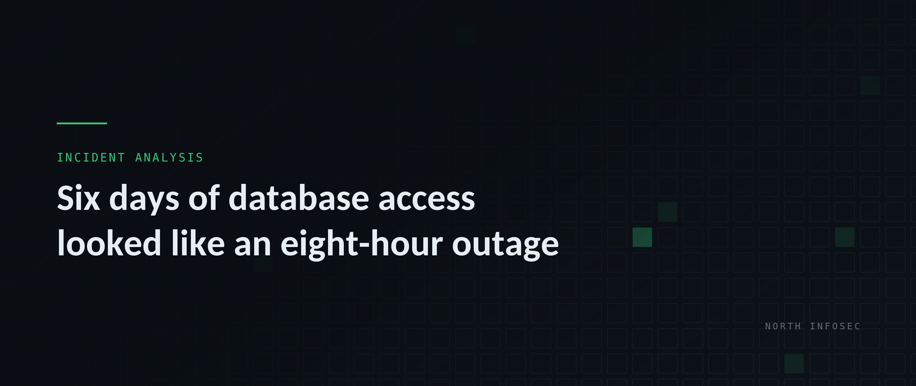 Article header: Six days of database access looked like an eight-hour outage